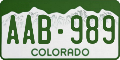 CO license plate AAB989