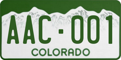 CO license plate AAC001