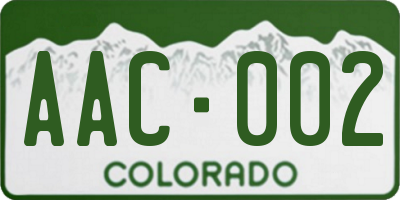 CO license plate AAC002