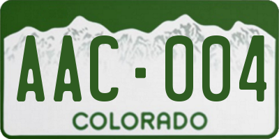 CO license plate AAC004