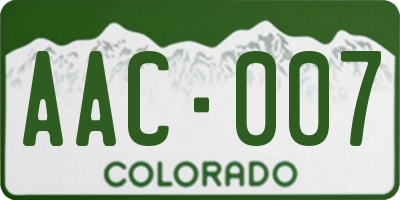 CO license plate AAC007