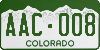 CO license plate AAC008