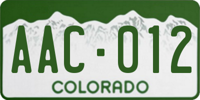 CO license plate AAC012