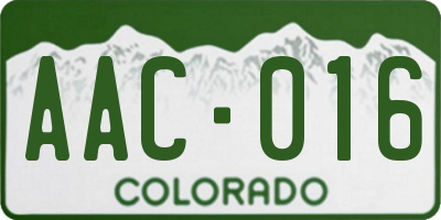 CO license plate AAC016