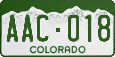 CO license plate AAC018