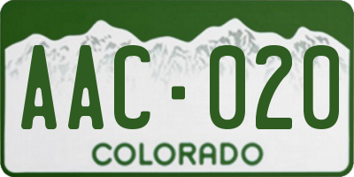 CO license plate AAC020