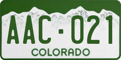 CO license plate AAC021
