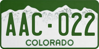 CO license plate AAC022