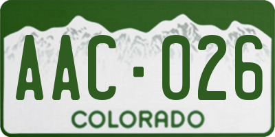 CO license plate AAC026