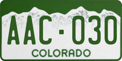 CO license plate AAC030