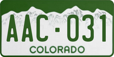 CO license plate AAC031