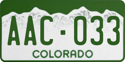 CO license plate AAC033
