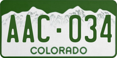 CO license plate AAC034