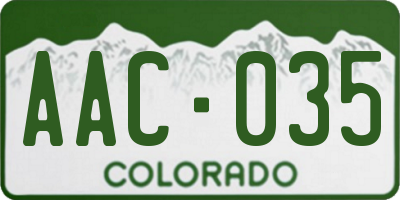 CO license plate AAC035