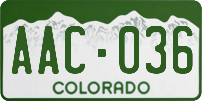 CO license plate AAC036