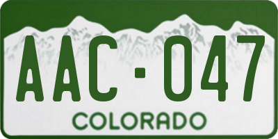 CO license plate AAC047
