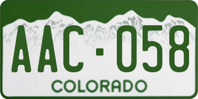 CO license plate AAC058