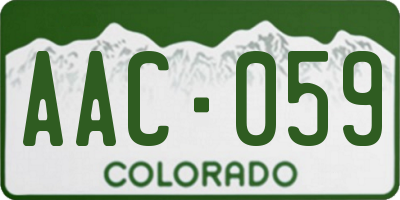 CO license plate AAC059