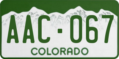 CO license plate AAC067
