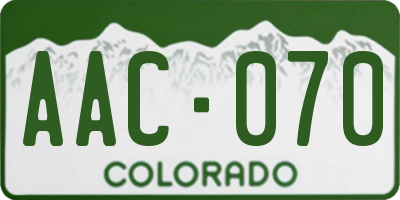CO license plate AAC070