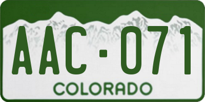 CO license plate AAC071