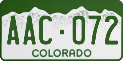 CO license plate AAC072