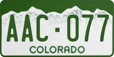 CO license plate AAC077