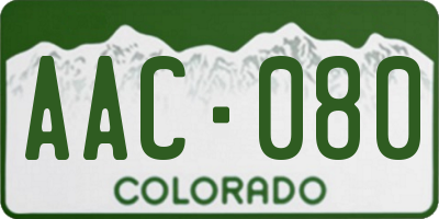 CO license plate AAC080