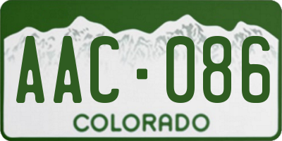 CO license plate AAC086