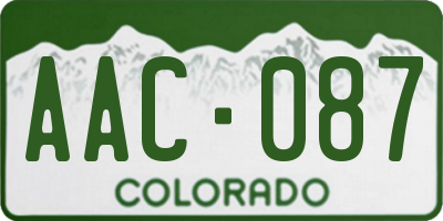 CO license plate AAC087