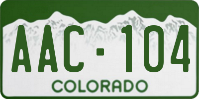 CO license plate AAC104