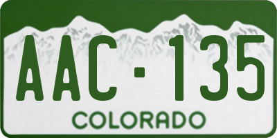 CO license plate AAC135