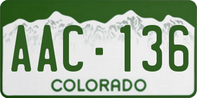 CO license plate AAC136