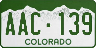 CO license plate AAC139