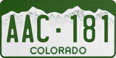 CO license plate AAC181
