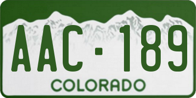 CO license plate AAC189