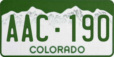 CO license plate AAC190