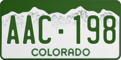 CO license plate AAC198