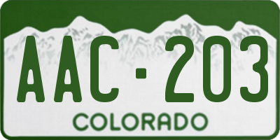 CO license plate AAC203