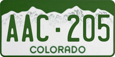 CO license plate AAC205