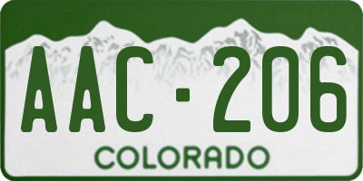 CO license plate AAC206