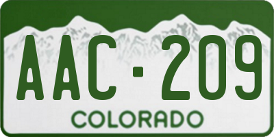 CO license plate AAC209