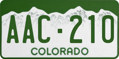 CO license plate AAC210