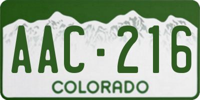 CO license plate AAC216