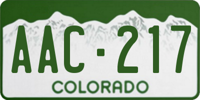 CO license plate AAC217