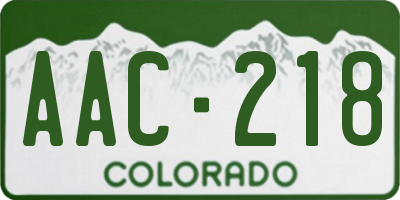 CO license plate AAC218
