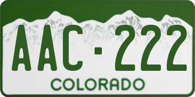 CO license plate AAC222