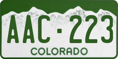 CO license plate AAC223
