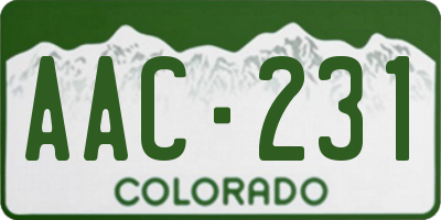 CO license plate AAC231