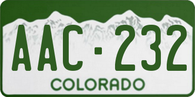 CO license plate AAC232